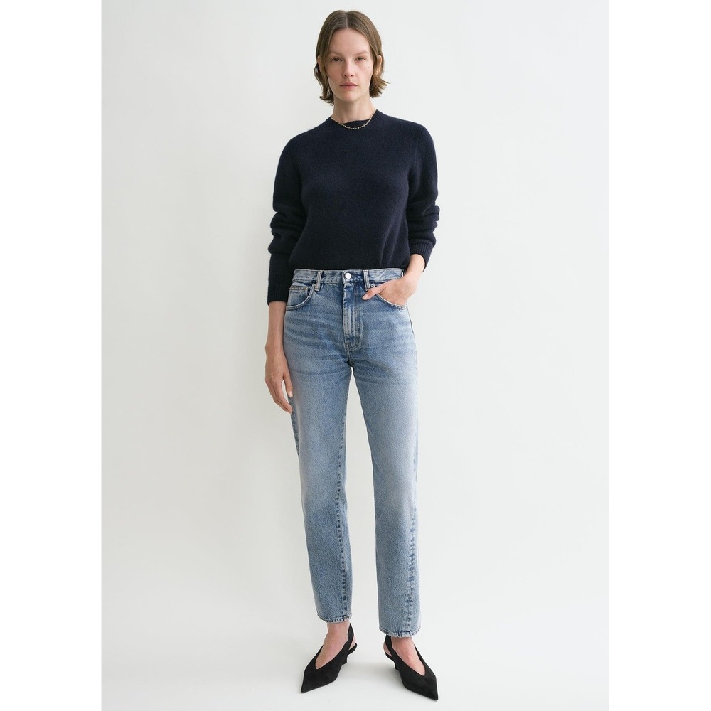 Toteme Twisted Seam High Rise Straight Leg Jeans Light Blue 25/32 Made in Italy
